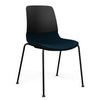 Mika Four Leg Upholstered Black Plastic Shell Chair Guest Chair, Cafe Chair, Stack Chair SitOnIt Frame Color Black Fabric Color Navy 