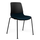 Mika Four Leg Upholstered Black Plastic Shell Chair Guest Chair, Cafe Chair, Stack Chair SitOnIt Frame Color Black Fabric Color Navy 