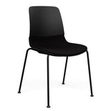 Mika Four Leg Upholstered Black Plastic Shell Chair Guest Chair, Cafe Chair, Stack Chair SitOnIt Frame Color Black Fabric Color Peppercorn 