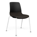 Mika Four Leg Upholstered Black Plastic Shell Chair Guest Chair, Cafe Chair, Stack Chair SitOnIt Frame Color White Fabric Color Chai 