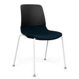 Mika Four Leg Upholstered Black Plastic Shell Chair Guest Chair, Cafe Chair, Stack Chair SitOnIt Frame Color White Fabric Color Navy 