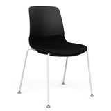 Mika Four Leg Upholstered Black Plastic Shell Chair Guest Chair, Cafe Chair, Stack Chair SitOnIt Frame Color White Fabric Color Peppercorn 