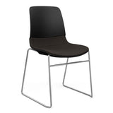 Mika Wire Rod Upholstered Seat Black Shell Chair Guest Chair, Cafe Chair, Stack Chair SitOnIt Frame Color Chrome Fabric Color Chai 