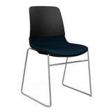 Mika Wire Rod Upholstered Seat Black Shell Chair Guest Chair, Cafe Chair, Stack Chair SitOnIt Frame Color Chrome Fabric Color Navy 