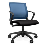 Movi Light Task Chair - Black Frame Office Chair, Conference Chair, Computer Chair, Teacher Chair, Meeting Chair SitOnIt Fabric Color Licorice Ocean Mesh 