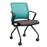 Movi Nester Chair - Black Frame Nesting Chairs SitOnIt Fabric Color Kiss Mesh Color Aqua 