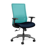 Novo Highback Office Chair Office Chair, Conference Chair, Computer Chair, Teacher Chair, Meeting Chair SitOnIt Fabric Color Midnight Mesh Color Aqua Swivel Tilt