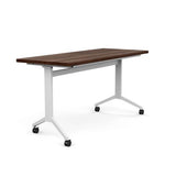 Ocala Flip Top Table Classroom Table, Multipurpose Table SitOnIt Laminate Color Walnut Amati Frame Color White 
