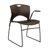 OnCall Wire Rod Stack Chair Guest Chair, Stack Chair SitOniT Chocolate Plastic Arms Black Frame