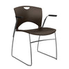 OnCall Wire Rod Stack Chair Guest Chair, Stack Chair SitOniT Chocolate Plastic Arms Frame Color Chrome