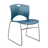 OnCall Wire Rod Stack Chair Guest Chair, Stack Chair SitOniT Lagoon Plastic No Arms Frame Color Chrome