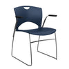 OnCall Wire Rod Stack Chair Guest Chair, Stack Chair SitOniT Navy Plastic Arms Frame Color Chrome