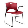 OnCall Wire Rod Stack Chair Guest Chair, Stack Chair SitOniT Red Plastic Arms Black Frame