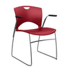 OnCall Wire Rod Stack Chair Guest Chair, Stack Chair SitOniT Red Plastic Arms Frame Color Chrome