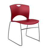 OnCall Wire Rod Stack Chair Guest Chair, Stack Chair SitOniT Red Plastic No Arms Frame Color Chrome