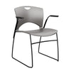 OnCall Wire Rod Stack Chair Guest Chair, Stack Chair SitOniT Sterling Plastic Arms Black Frame