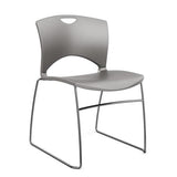 OnCall Wire Rod Stack Chair Guest Chair, Stack Chair SitOniT Sterling Plastic No Arms Frame Color Chrome