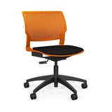 Orbix Task Chair Upholstered Seat Light Task Chair SitOnIt Plastic Color Tangerine Fabric Color Peppercorn 
