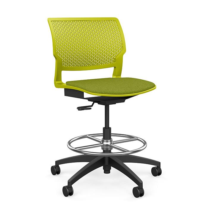 Orbix Task Stool Upholstered Seat Stools SitOnIt Plastic Color Apple Fabric Color Apple 