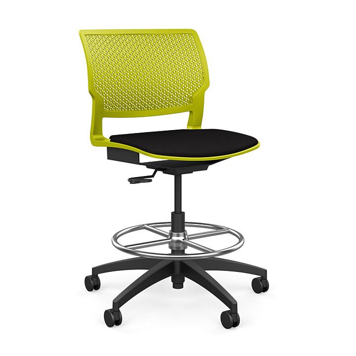 Orbix Task Stool Upholstered Seat Stools SitOnIt Plastic Color Apple Fabric Color Peppercorn 
