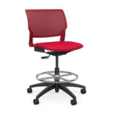 Orbix Task Stool Upholstered Seat Stools SitOnIt Plastic Color Red Fabric Color Fire 