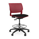 Orbix Task Stool Upholstered Seat Stools SitOnIt Plastic Color Red Fabric Color Peppercorn 