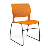 Orbix Wire Rod Chair Plastic Shell Guest Chair, Cafe Chair, Stack Chair SitOnIt Armless Frame Color Black Plastic Color Tangerine