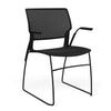 Orbix Wire Rod Chair Plastic Shell Guest Chair, Cafe Chair, Stack Chair SitOnIt Fixed Arm Frame Color Black Plastic Color Black