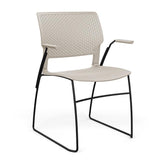 Orbix Wire Rod Chair Plastic Shell Guest Chair, Cafe Chair, Stack Chair SitOnIt Fixed Arm Frame Color Black Plastic Color Latte