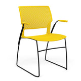 Orbix Wire Rod Chair Plastic Shell Guest Chair, Cafe Chair, Stack Chair SitOnIt Fixed Arm Frame Color Black Plastic Color Lemon