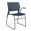 Orbix Wire Rod Chair Plastic Shell Guest Chair, Cafe Chair, Stack Chair SitOnIt Fixed Arm Frame Color Black Plastic Color Navy