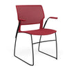 Orbix Wire Rod Chair Plastic Shell Guest Chair, Cafe Chair, Stack Chair SitOnIt Fixed Arm Frame Color Black Plastic Color Red