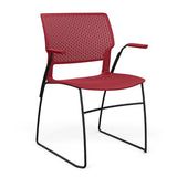 Orbix Wire Rod Chair Plastic Shell Guest Chair, Cafe Chair, Stack Chair SitOnIt Fixed Arm Frame Color Black Plastic Color Red