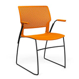 Orbix Wire Rod Chair Plastic Shell Guest Chair, Cafe Chair, Stack Chair SitOnIt Fixed Arm Frame Color Black Plastic Color Tangerine