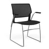 Orbix Wire Rod Chair Plastic Shell Guest Chair, Cafe Chair, Stack Chair SitOnIt Fixed Arm Frame Color Chrome Plastic Color Black