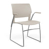Orbix Wire Rod Chair Plastic Shell Guest Chair, Cafe Chair, Stack Chair SitOnIt Fixed Arm Frame Color Chrome Plastic Color Latte