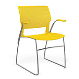 Orbix Wire Rod Chair Plastic Shell Guest Chair, Cafe Chair, Stack Chair SitOnIt Fixed Arm Frame Color Chrome Plastic Color Lemon