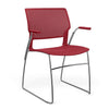 Orbix Wire Rod Chair Plastic Shell Guest Chair, Cafe Chair, Stack Chair SitOnIt Fixed Arm Frame Color Chrome Plastic Color Red