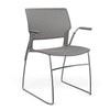 Orbix Wire Rod Chair Plastic Shell Guest Chair, Cafe Chair, Stack Chair SitOnIt Fixed Arm Frame Color Chrome Plastic Color Slate