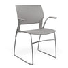 Orbix Wire Rod Chair Plastic Shell Guest Chair, Cafe Chair, Stack Chair SitOnIt Fixed Arm Frame Color Chrome Plastic Color Sterling