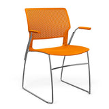 Orbix Wire Rod Chair Plastic Shell Guest Chair, Cafe Chair, Stack Chair SitOnIt Fixed Arm Frame Color Chrome Plastic Color Tangerine