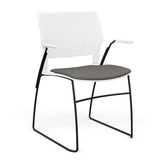 Orbix Wire Rod Chair Upholstered Seat Fixed Arm Guest Chair, Cafe Chair, Stack Chair SitOnIt Frame Color Black Plastic Color Arctic Fabric Color Caraway