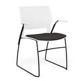 Orbix Wire Rod Chair Upholstered Seat Fixed Arm Guest Chair, Cafe Chair, Stack Chair SitOnIt Frame Color Black Plastic Color Arctic Fabric Color Chai