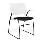 Orbix Wire Rod Chair Upholstered Seat Fixed Arm Guest Chair, Cafe Chair, Stack Chair SitOnIt Frame Color Black Plastic Color Arctic Fabric Color Peppercorn