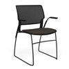 Orbix Wire Rod Chair Upholstered Seat Fixed Arm Guest Chair, Cafe Chair, Stack Chair SitOnIt Frame Color Black Plastic Color Black Fabric Color Chai