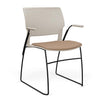 Orbix Wire Rod Chair Upholstered Seat Fixed Arm Guest Chair, Cafe Chair, Stack Chair SitOnIt Frame Color Black Plastic Color Latte Fabric Color Nutmeg