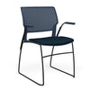 Orbix Wire Rod Chair Upholstered Seat Fixed Arm Guest Chair, Cafe Chair, Stack Chair SitOnIt Frame Color Black Plastic Color Navy Fabric Color Navy