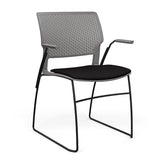 Orbix Wire Rod Chair Upholstered Seat Fixed Arm Guest Chair, Cafe Chair, Stack Chair SitOnIt Frame Color Black Plastic Color Slate Fabric Color Peppercorn