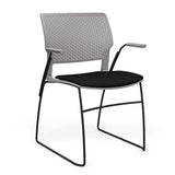 Orbix Wire Rod Chair Upholstered Seat Fixed Arm Guest Chair, Cafe Chair, Stack Chair SitOnIt Frame Color Black Plastic Color Sterling Fabric Color Peppercorn