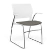 Orbix Wire Rod Chair Upholstered Seat Fixed Arm Guest Chair, Cafe Chair, Stack Chair SitOnIt Frame Color Chrome Plastic Color Arctic Fabric Color Caraway